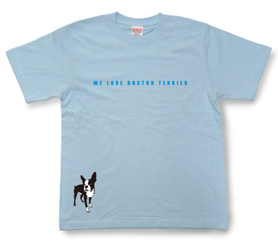 ペチャ犬Tシャツ「ボストンテリア」ライトブルー1
