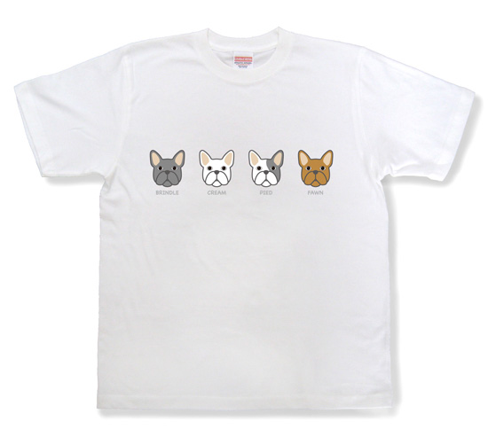 ペチャ犬Tシャツ「フレンチブルドッグ3」ホワイト1