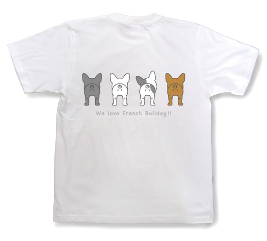 ペチャ犬Tシャツ「フレンチブルドッグ3」ホワイト3
