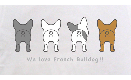 ペチャ犬Tシャツ「フレンチブルドッグ3」ホワイト4